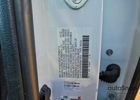 2023 Honda Ridgeline Rtl из США, поврежденный, VIN 5FPYK3F50PB011875